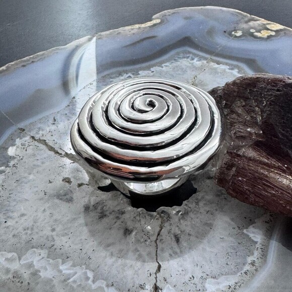 Sterling Silver Electroform Spiral Fashion Ring For Women, Taxco Mexico - Picture 4 of 10